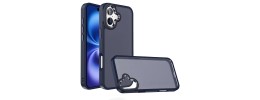 For iPhone 17 Air Polished Oil Thick Acrylic Metal Button Hybrid  Case Cover - Dark Blu