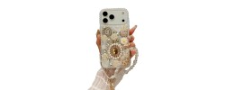 For iPhone 17 Air Rose Flower Full Diamond Bling Stones - Clear