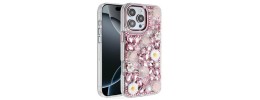 For iPhone 17 Air Rose Flower Full Diamond Bling Stones - Pink