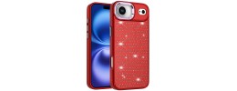 For iPhone 17 Air Rose Flower Full Diamond Bling Stones - Red