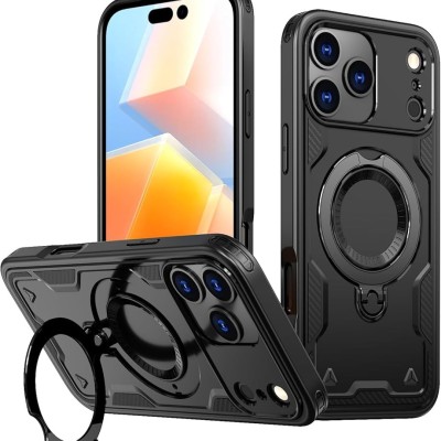 For iPhone 17 Air Sturdy Bracket Kickstand Magnetic Hybrid - Black