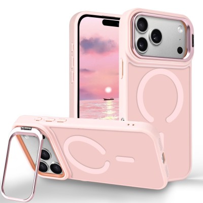 For iPhone 17 Air Sturdy Bracket Kickstand Magnetic Hybrid - Pink