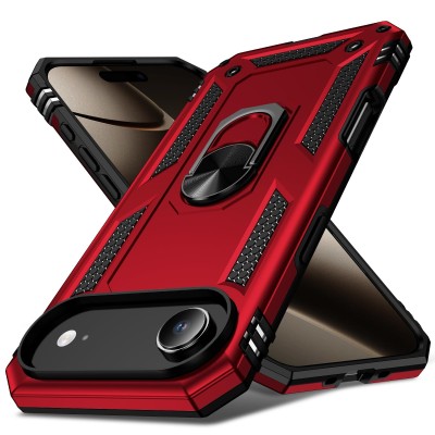 For iPhone 17 Air Ultimate CaseX Transparent Hybrid Case with  Metal Buttons And Camera Edges - Red