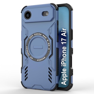 For iPhone 17 Air Utter Tough Metal Ring Movable Camera Window  Hybrid Case Cover - Navy blue
