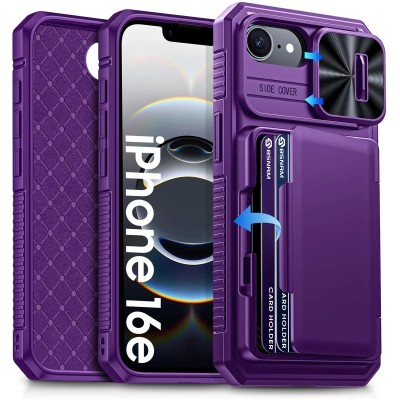 For iPhone 17 Air Wallet ID Card Holder Case Cover - Dark Purple