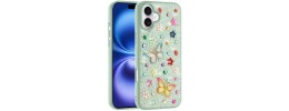 For iPhone 17 Butterfly Ornaments Diamond Bling Glitter Hybrid  Case - Teal