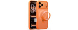 For iPhone 17 CHROME HQ Rotational Magnetic Ring Hybrid - Cosmic Orange