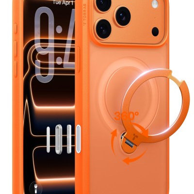For iPhone 17 CHROME HQ Rotational Magnetic Ring Hybrid - Cosmic Orange