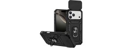 For iPhone 17 Well Protective Magentic Ring Stand Camera  Protective Cover Case - Black