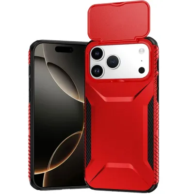 For iPhone 17 Pro Max Ultimate U Design Hybrid with Camera  Window Covering - Red