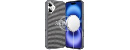 For iPhone 17 Carbon Design [Magnetic Circle] with Ring Stand  Hybrid Case - Gray