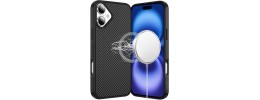For iPhone 17 CarbonFiber Design Magnetic Ring HQ Thick 2.0mm  Hybrid Case - Black