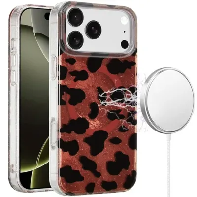 For iPhone 17 [Magnetic] Double Layer Design IMD Case - Beauty  Leopard
