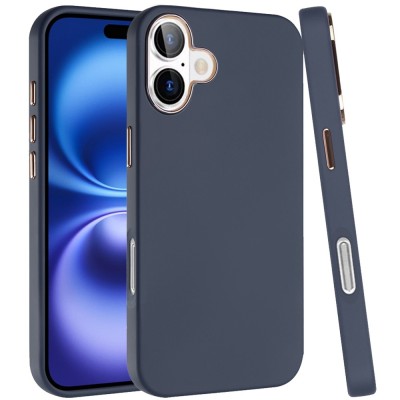 For iPhone 17 Classy Slick Chromed Around Hybrid Case Cover  Dark Blue