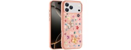 For iPhone 17 Cute Butterfly Ornaments Diamonds Shimmer  Matching Metallic HQ Hybrid - Pink