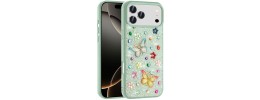 For iPhone 17 Cute Butterfly Ornaments Diamonds Shimmer  Matching Metallic HQ Hybrid - Teal