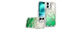 For iPhone 17 Pearls Epoxy Glitter Ornaments Design Chrome  Edged Case - 5