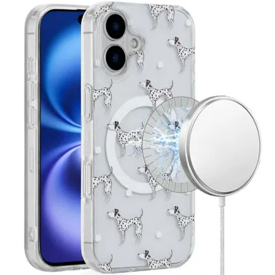 For iPhone 17 [Magnetic] Double Layer Design IMD Case - Dogs