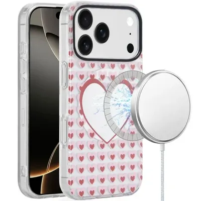 For iPhone 17 Pro Max [Magnetic] Double Layer Design IMD Case  Hearts