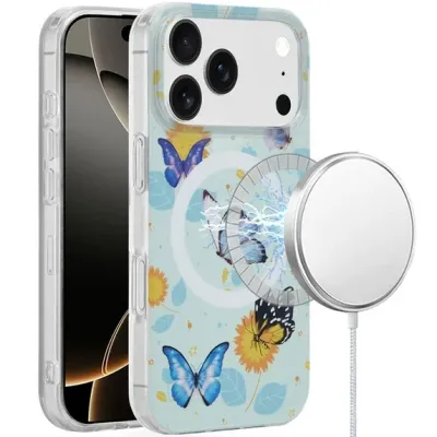 For iPhone 17 Pro Max [Magnetic] Double Layer Design IMD Case  Mulitcolor Floral