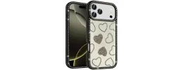 For iPhone 17 Pro Spread Love Glitter Shimmer Diamond Edged  Hybrid Case - Black