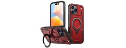 For iPhone 17 Epoxy Glitter Shimmer [Magnetic Circle] Hybrid Case  Red