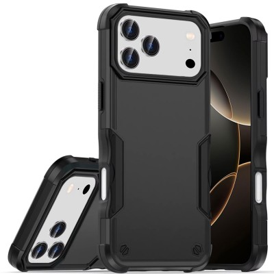 For iPhone 17 Pro Max Exquisite Tough Shockproof Hybrid Case  Cover - Black