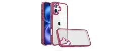 For iPhone 17 Finest Transparent Thick Acrylic Hybrid Metal Buttons  Cover Case - Burgundy