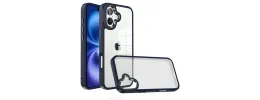 For iPhone 17 Finest Transparent Thick Acrylic Hybrid Metal Buttons  Cover Case - Blue
