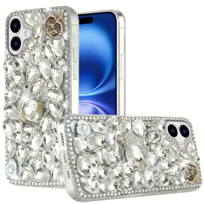 For iPhone 17 Full Diamond with Ornaments Case Cover - Crystal  Exquisite Garden
