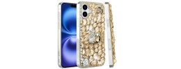 For iPhone 17 Full Diamond with Ornaments Case Cover - Colorful  Ornaments with Heart