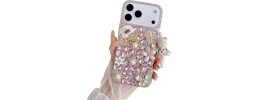 For iPhone 17 Full Diamond with Ornaments Case Cover - Gold  Swan Crown Pear