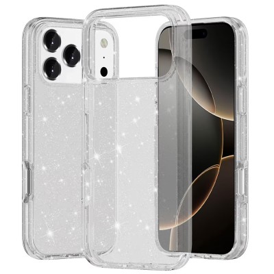 For iPhone 17 Glitter Ultra Thick 3mm Transparent Hybrid Case  Cover - Clear