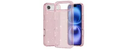 For iPhone 17 Glitter Ultra Thick 3mm Transparent Hybrid Case  Cover - Pink
