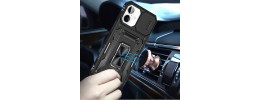 For iPhone 17 Utter Tough Metal Ring Movable Camera Window  Hybrid Case Cover - Black