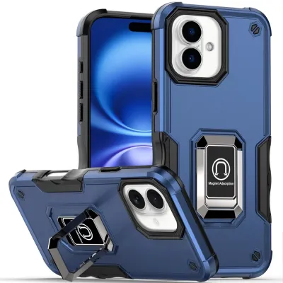 For iPhone 17 OPTIMUM Magnetic Ring Stand Hybrid Case Cover  Blue