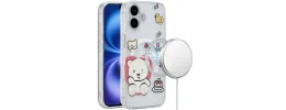 For iPhone 17 [Magnetic] Double Layer Design IMD Case - Bear  Cute