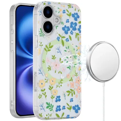 For iPhone 17 [Magnetic] Double Layer Design IMD Case - Mulitcolor  Floral