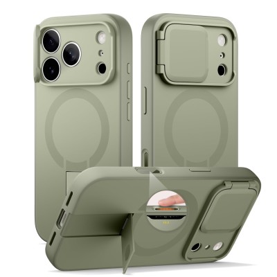 For iPhone 17 Loop Hybrid with [Magnetic Ring Circle] 360 degrees  Rotational Kickstand Case Cover - Midnight Green