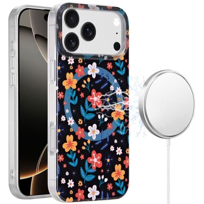 For iPhone 17 [Magnetic] Double Layer Design IMD Case - Nightly  Floral