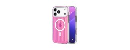 For iPhone 17 [Magnetic] Double Layer Design IMD Case -Wave  Pink Zebra Stripes