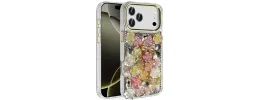 For iPhone 17 Muti-Color Floral Bling Stones Ornaments Case  Orange