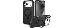 For iPhone 17 OPTIMUM Magnetic Ring Stand Hybrid Case Cover  Black