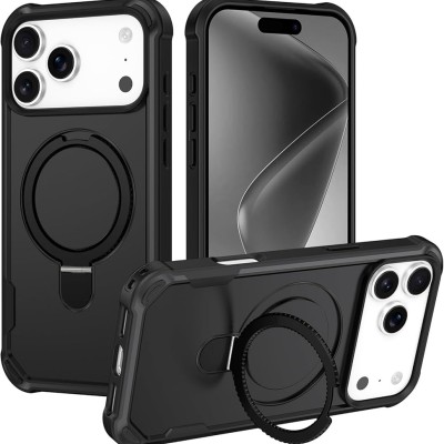 For iPhone 17 OPTIMUM Magnetic Ring Stand Hybrid Case Cover  Black