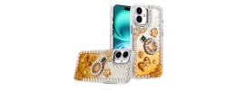 For iPhone 17 Pearls Epoxy Glitter Ornaments Design Chrome  Edged Case - 8