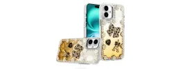 For iPhone 17 Pearls Epoxy Glitter Ornaments Design Chrome  Edged Case - 9