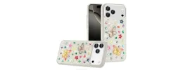 For iPhone 17 Pro Butterfly Ornaments Diamond Bling Glitter Hybrid  Case - White