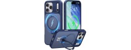 For iPhone 17 Pro CHIEF Oil Painted Magnetic Ring Stand Hybrid Case Cover - Dark Blue