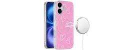 For iPhone 17 Pro [Magnetic] Double Layer Design IMD Case  Hearts