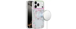 For iPhone 17 Pro Max [Magnetic] Double Layer Design IMD Case  Green/Pink Floral